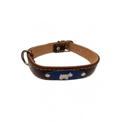 COLLAR CUERO ALAMO AZUL APLIQUE 55 CM.