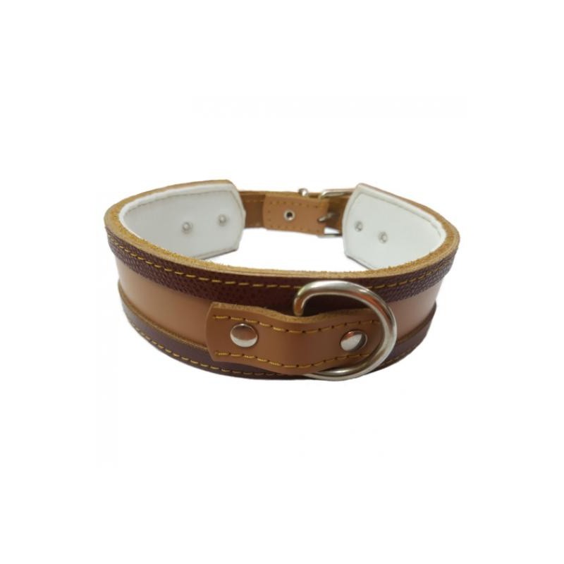 COLLAR GALGO NATURAL BORDE MARRON 40X4CM