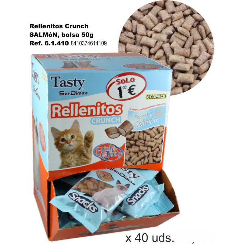 RELLENITO CRUNCH CAT SALMON BOLSA 50GR. C/40 BOLSAS