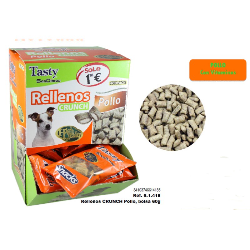 RELLENOS CRUNCH DOG POLLO 50 GR. CAJA 35 BOLSAS