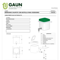 BEBEDERO CHUPETE CON BOTELLA 1 LTO.Gaun