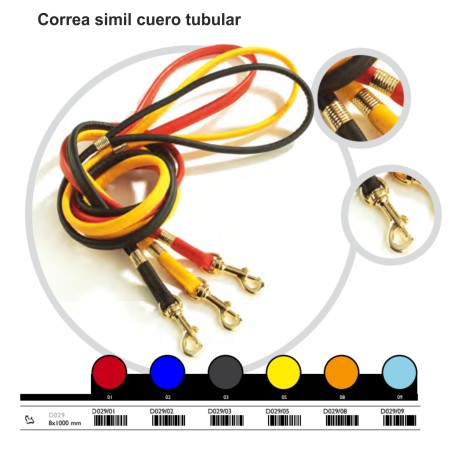 CORREA SIMIL CUERO TUBULAR 8X1000MM.ROJO