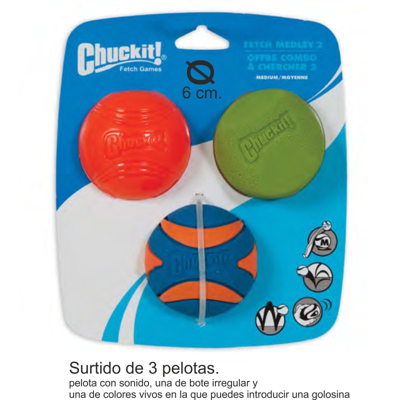 CHUCKIT SURTIDO PELOTAS 3PACK