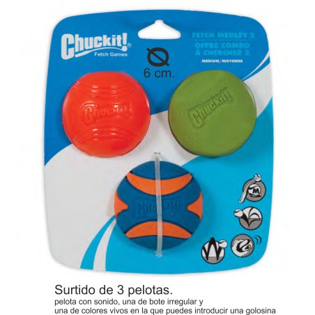 CHUCKIT SURTIDO PELOTAS 3PACK