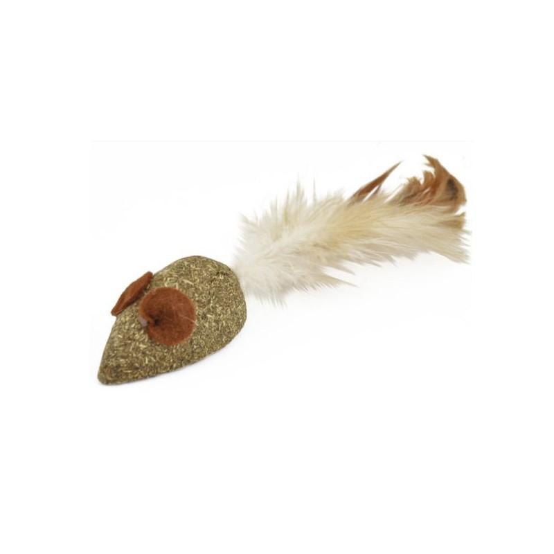 JUGUETE RATON CATNIP CON PLUMA 5 cm.