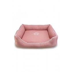 Cama cuadrada Rosa con Huella y Ribete 55x46x17cm