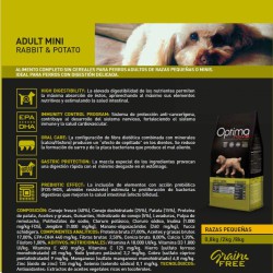 OPTIMA NOVA ADULT MINI RABBIT PATATA 800 Gr.