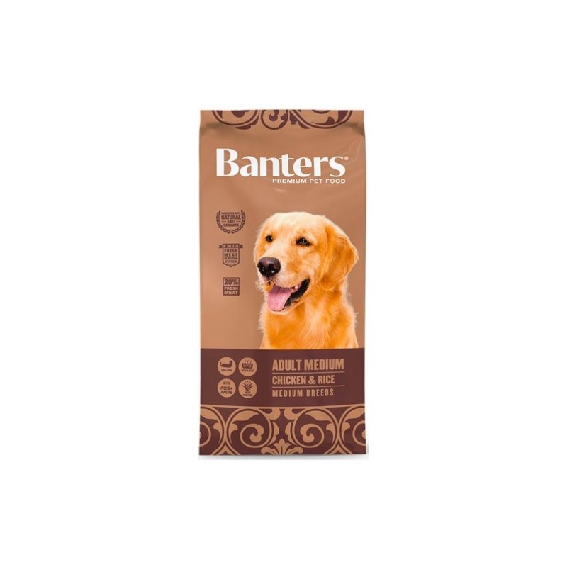 BANTERS DOG ADULT MEDIUM Chicken&Rice 15 Kg.