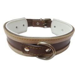 COLLAR GALGO NATURAL BORDE MARRON 35X4CM