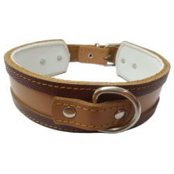 COLLAR GALGO NATURAL BORDE MARRON 45X4CM